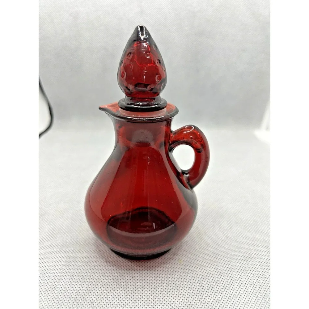 Vintage Glass Avon Bottle Only Bath Foam Strawberry Red Retro‎ MCM Shelf Decor